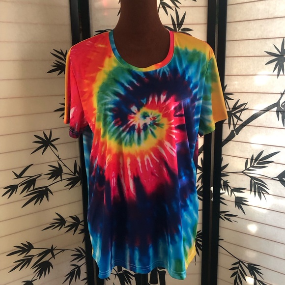 Losturban Colorful Tie Dye Swirl T-Shirt Women’s Plus Size XXL - Picture 11 of 14